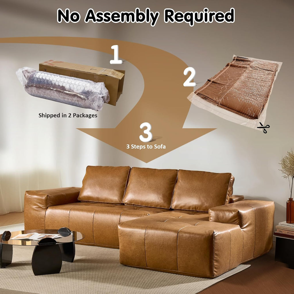 ovios 104 Cloud Sectional Couch with L-Shape Chaise,Modern Modular Sofa with Deep Seat, Upholstered Couches for Living Room Bedroom,No Assembly Required, Grey (Plush Corduroy Fabric)