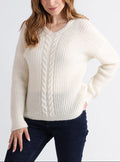 Pull femme maille perlée blanc naturel