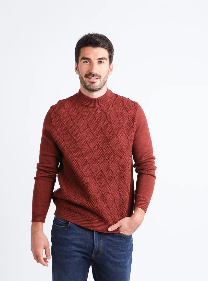 Pull homme en laine mérinos rouge