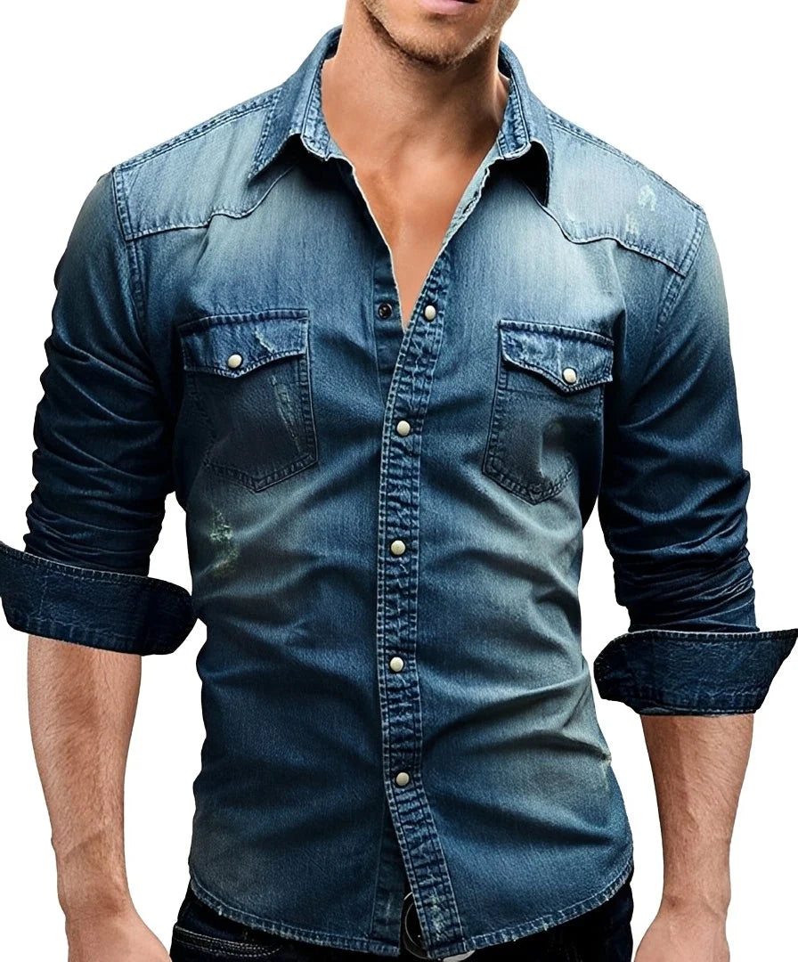 Arjun - Chemise en Jean Homme - Décontractée à Manches Longues