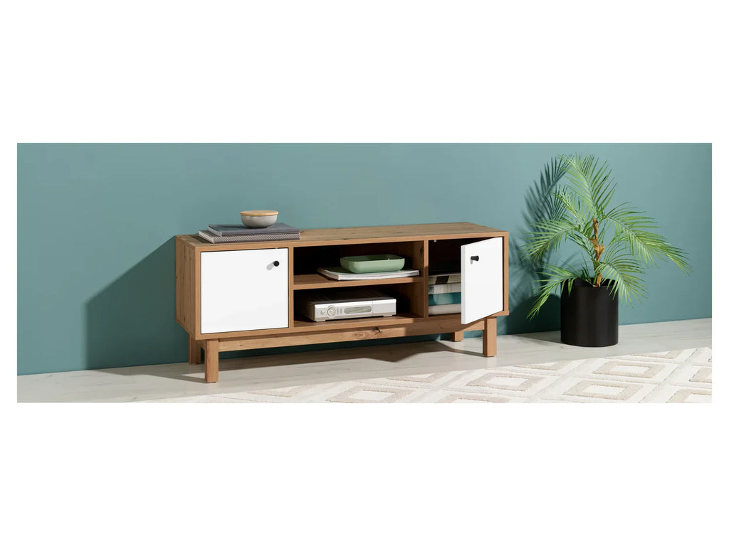 LIVARNO home Meuble bas Copenhagen, 113 x 45 x 35 cm, imitation chne/blanc