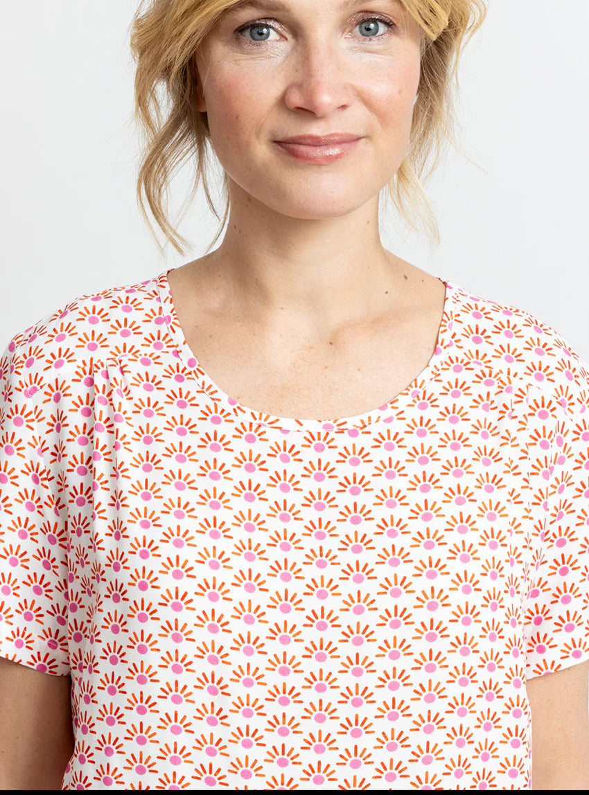 Blouse femme viscose imprimé orange