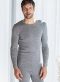 Tee-shirt manches longues thermique homme en laine gris léger