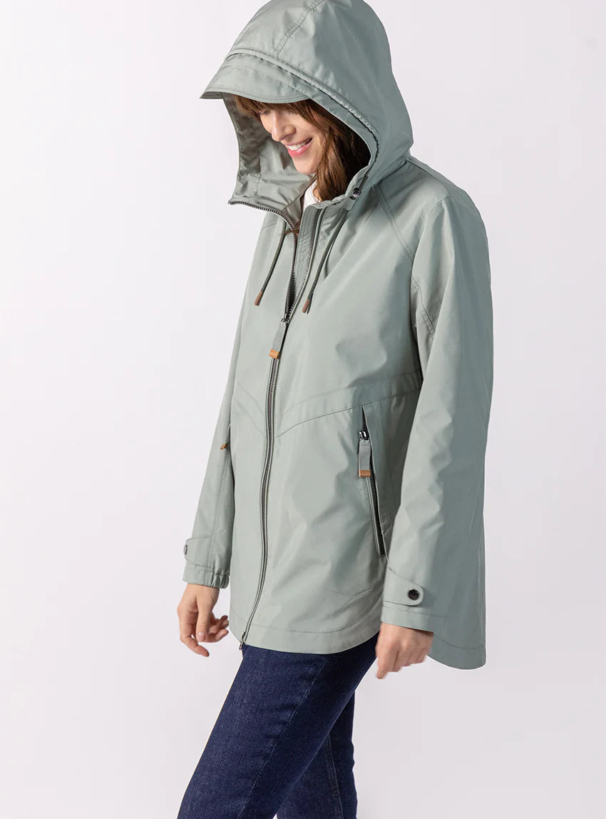 Parka femme avec capuche vert amande