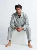 Pyjama homme en coton carreaux vert sauge