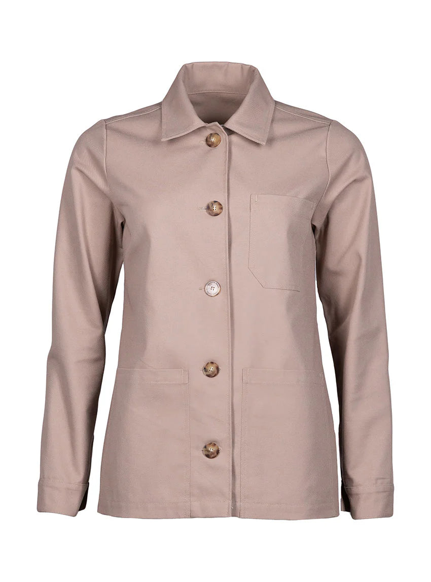 Veste femme droite en coton beige chaud