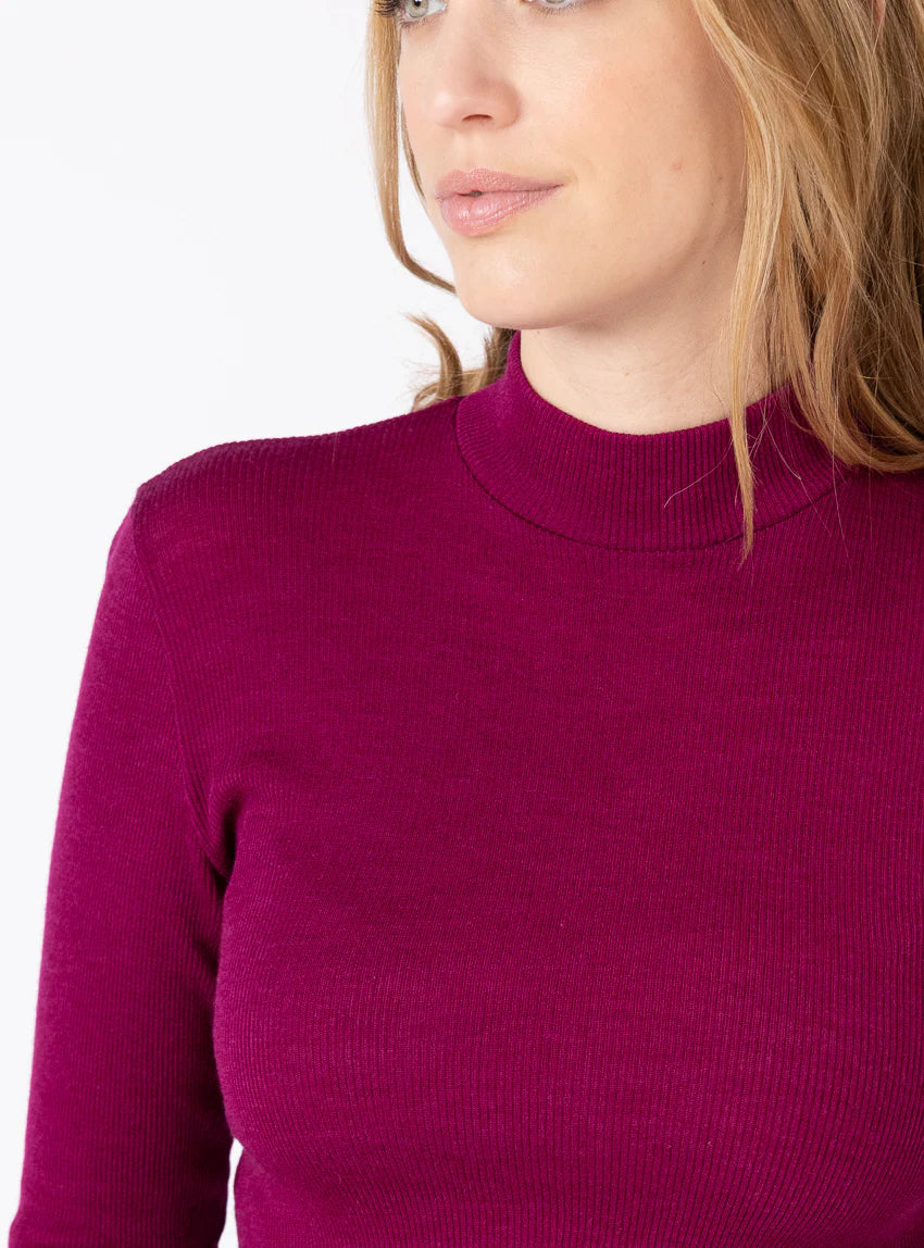 Pull chaussette femme col montant violet