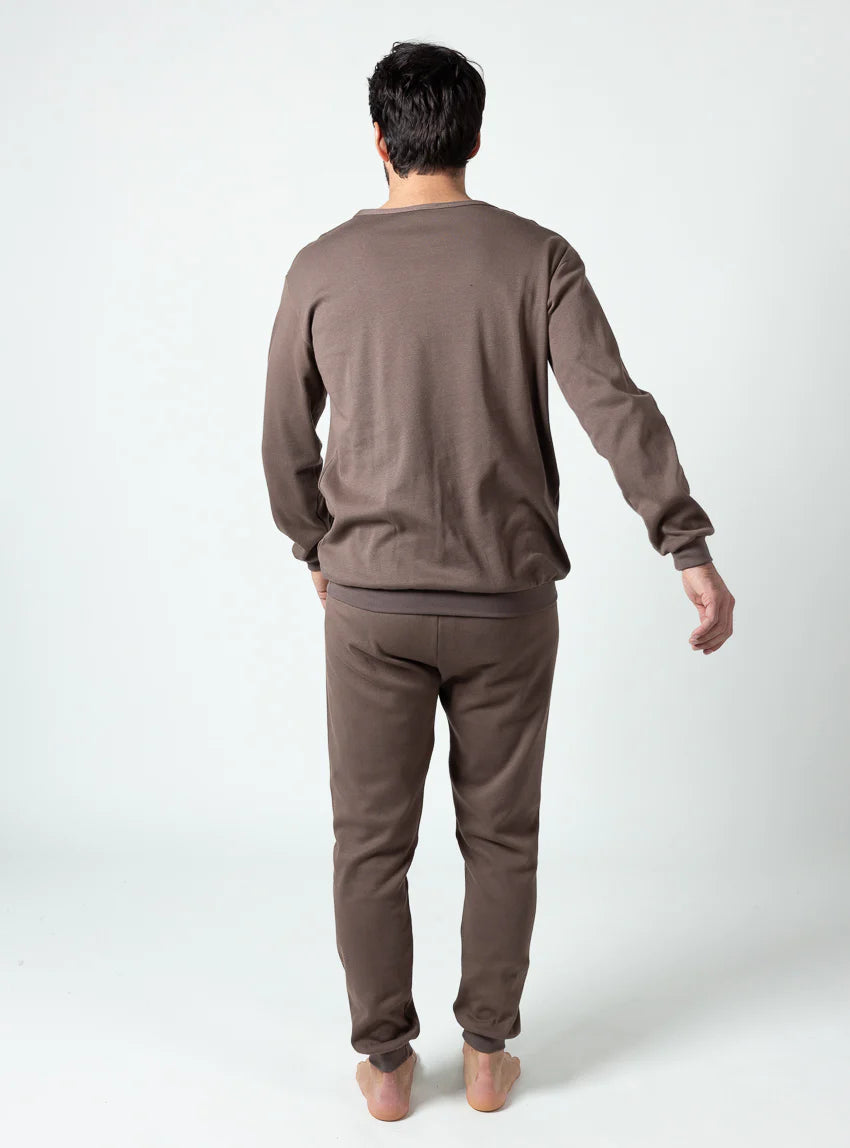 Pyjama homme en coton marron