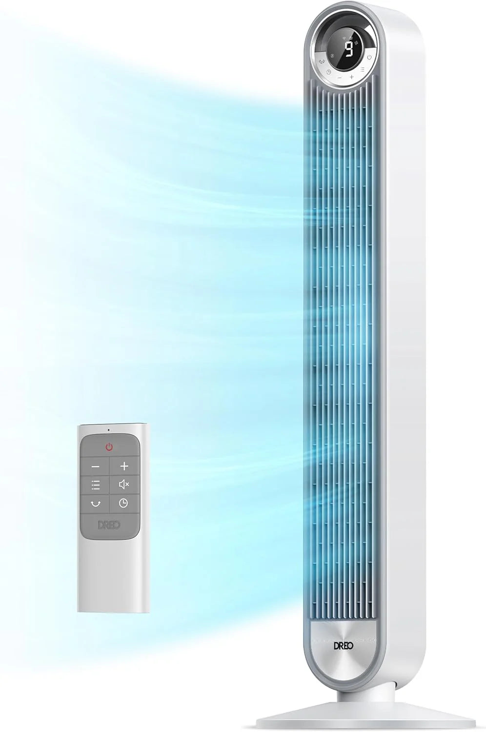 DREO Tower Fan for Bedroom, 90° Oscillating Standing Fan with 28ft/s Velocity, 20dB Quiet for Sleep, DC Motor, 9 Speeds, 4 Modes, 12H Timer, Voice & APP & Remote Control, 42 Cruiser Pro T2 S