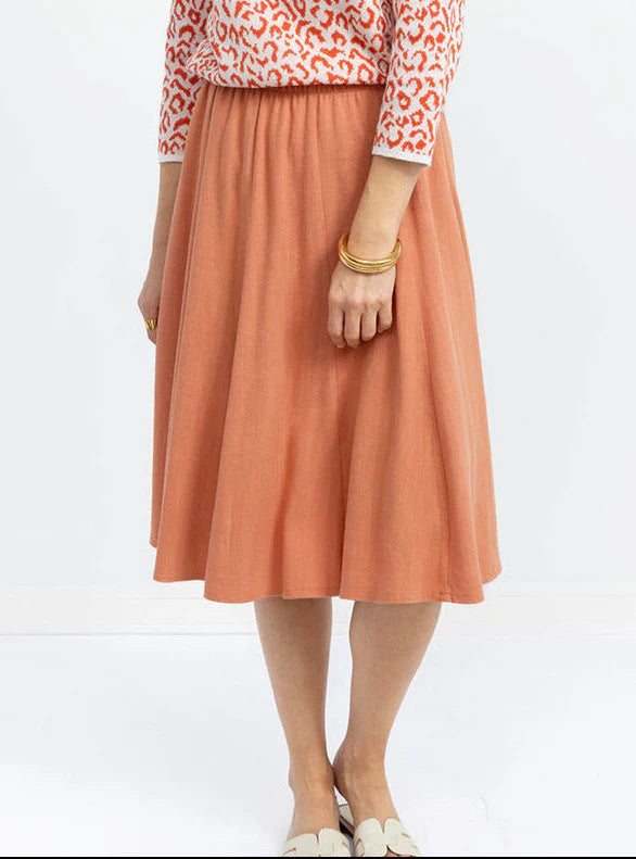 Jupe à panneaux femme orange terracotta