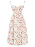 Robe moulante bustier à fleurs et taille découverte