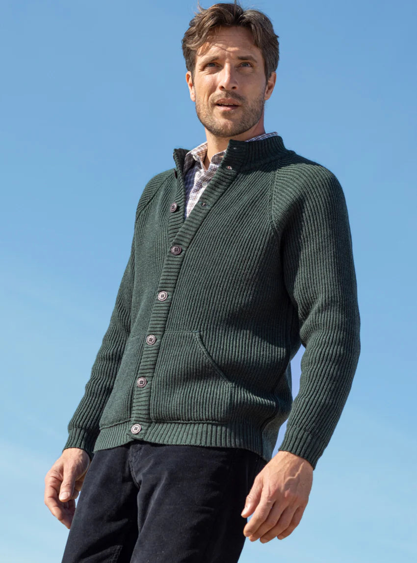 Gilet laine homme Vert Chiné