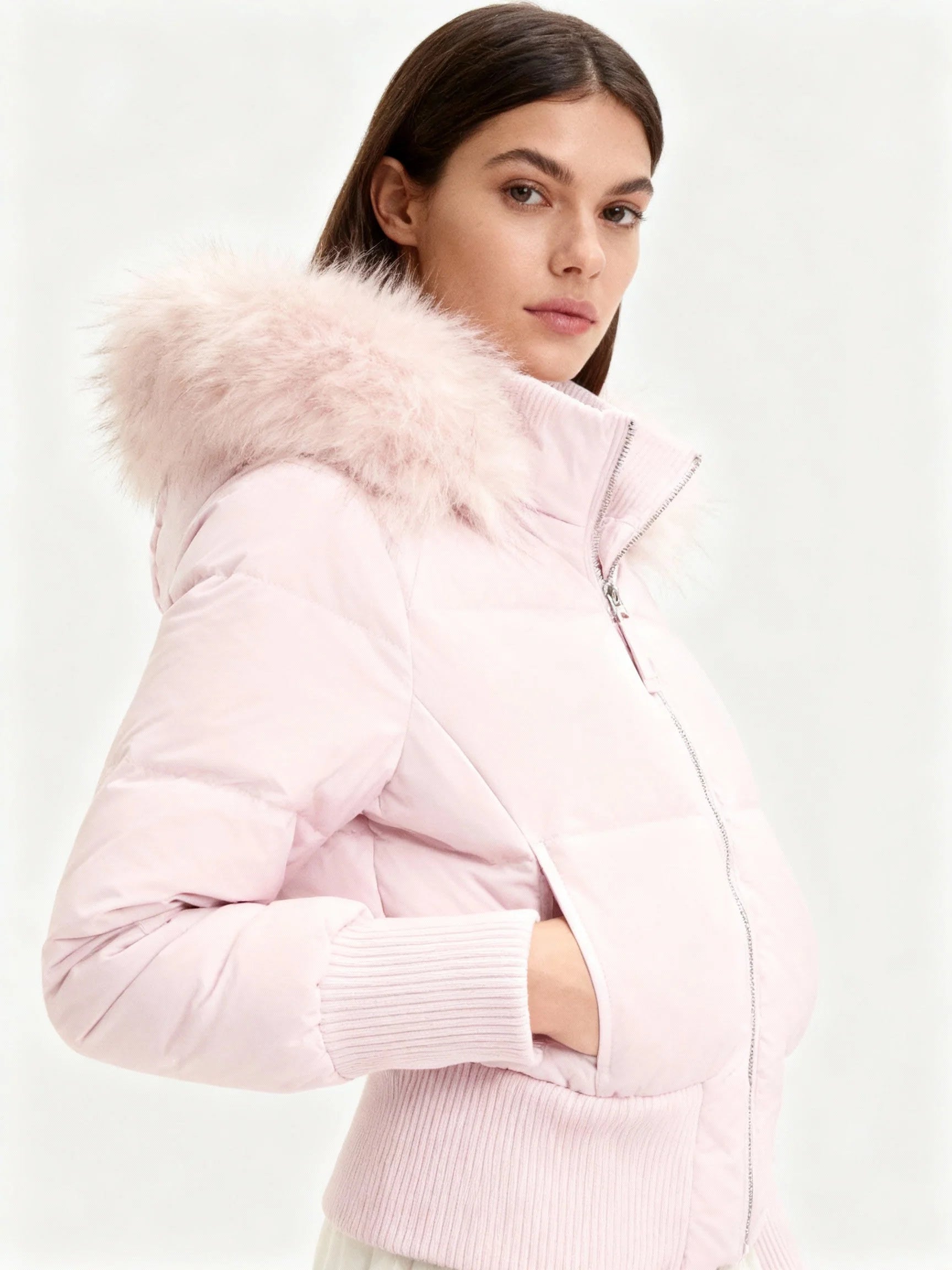 Veste d'hiver matelassée légère avec capuche amovible
