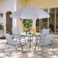 Vongrasig 6 Piece Folding Patio Dining Set Small Metal Outdoor Garden Patio Table and Chair Set