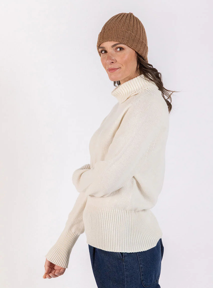 Bonnet mixte en laine mérinos marron