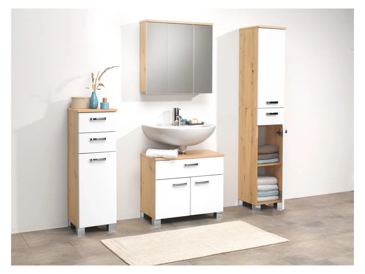 LIVARNO home Meuble sous-vasque Palermo, blanc/imitation chne