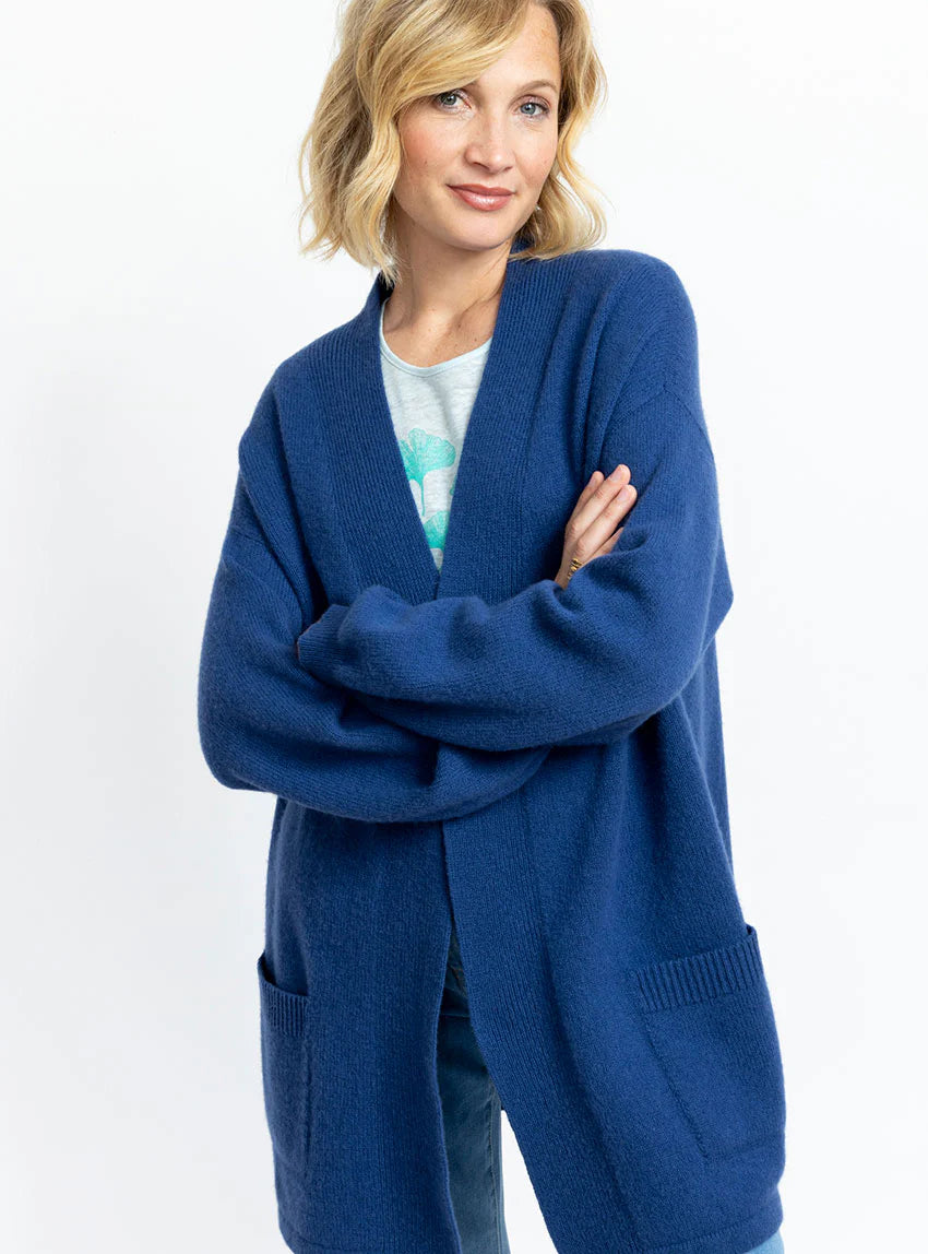 Veste femme en laine mérinos bleu
