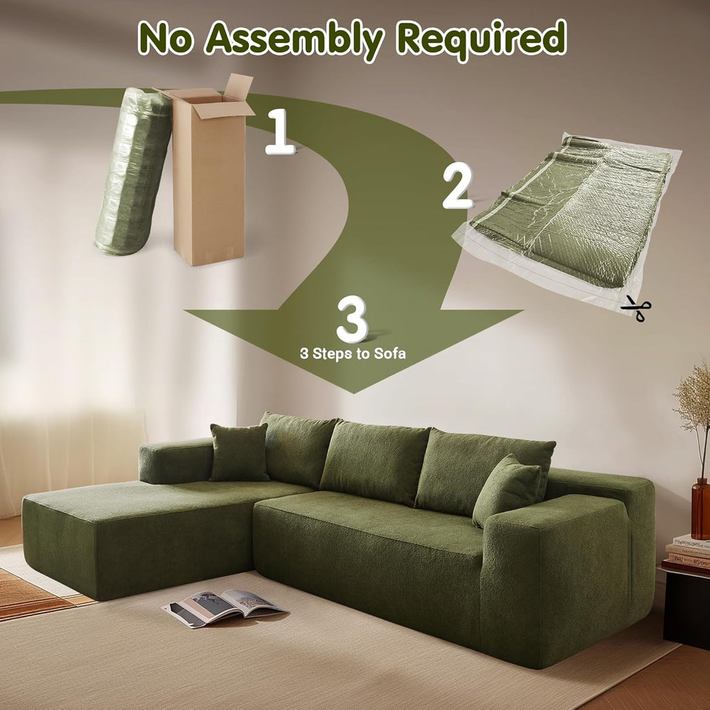 ovios 104 Cloud Sectional Couch with L-Shape Chaise,Modern Modular Sofa with Deep Seat, Upholstered Couches for Living Room Bedroom,No Assembly Required, Grey (Plush Corduroy Fabric)