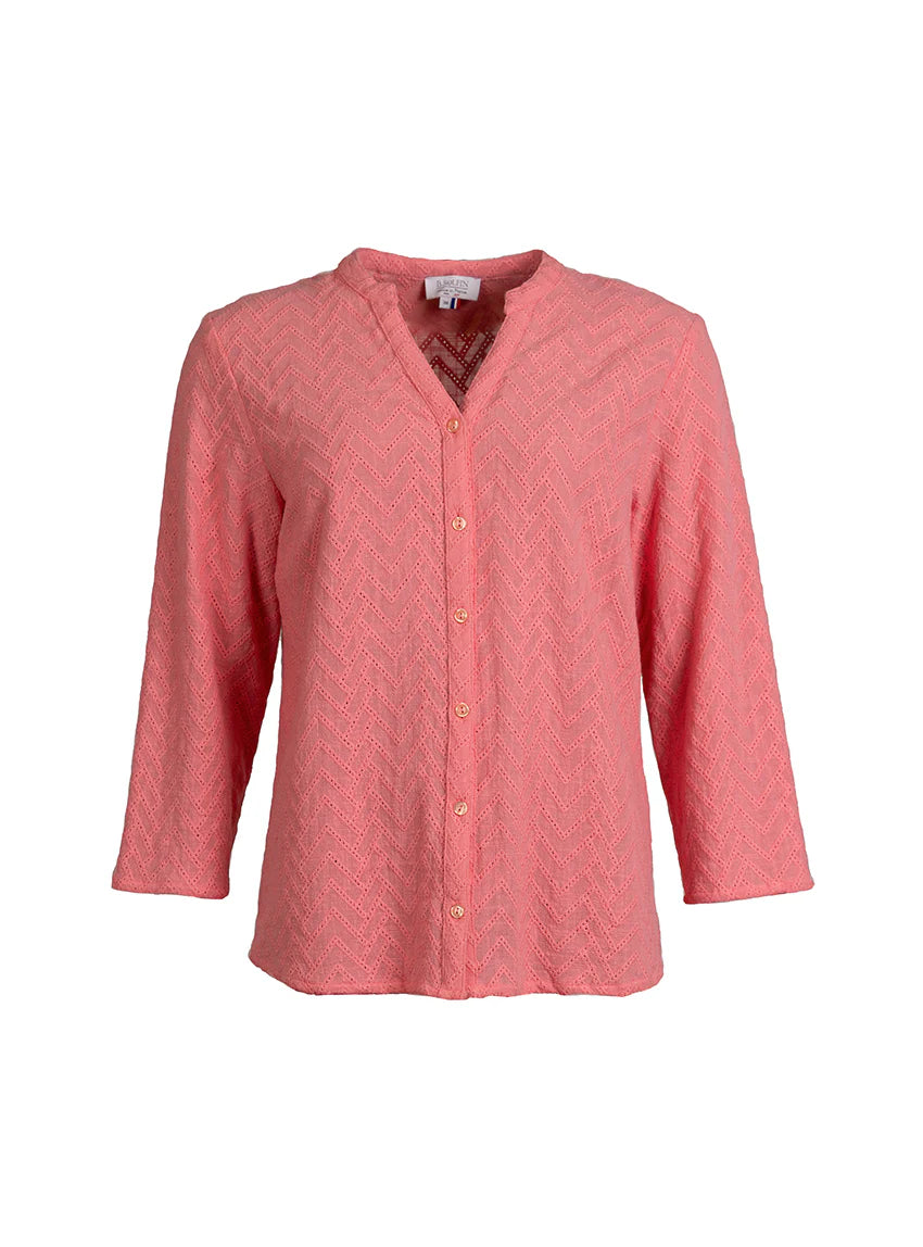 Chemisier femme en coton rose corail