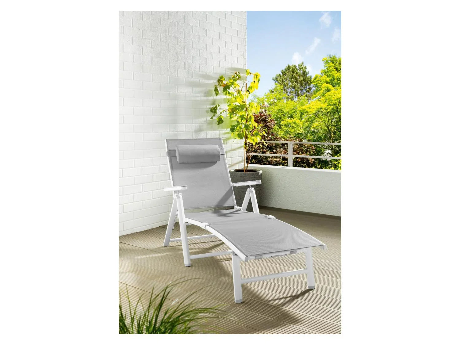 LIVARNO home Lot de 2 chaises longues en aluminium Houston, blanc/gris clair