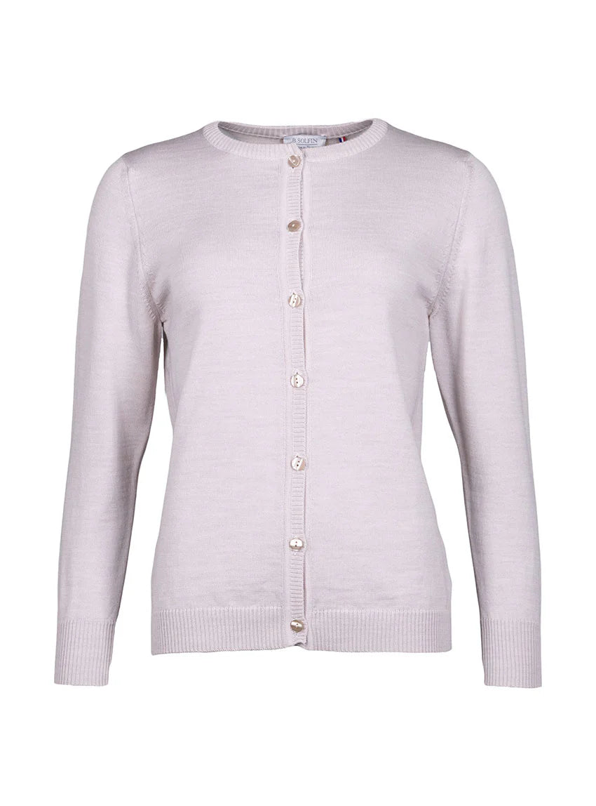 Cardigan femme en laine beige naturel