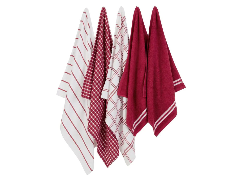 LIVARNO home Lot de 5 torchons de cuisine
