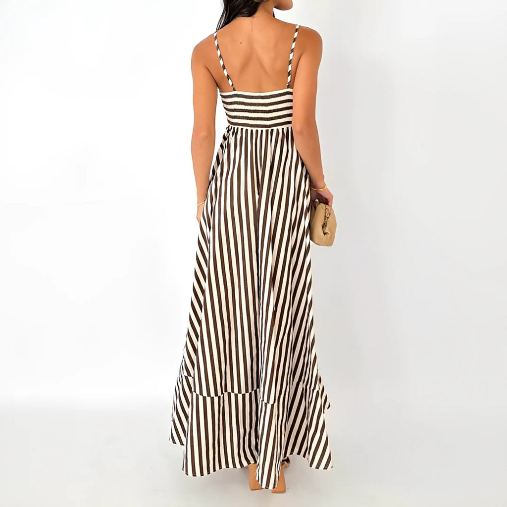 Lerra - Robe Longue Plissée Rayée