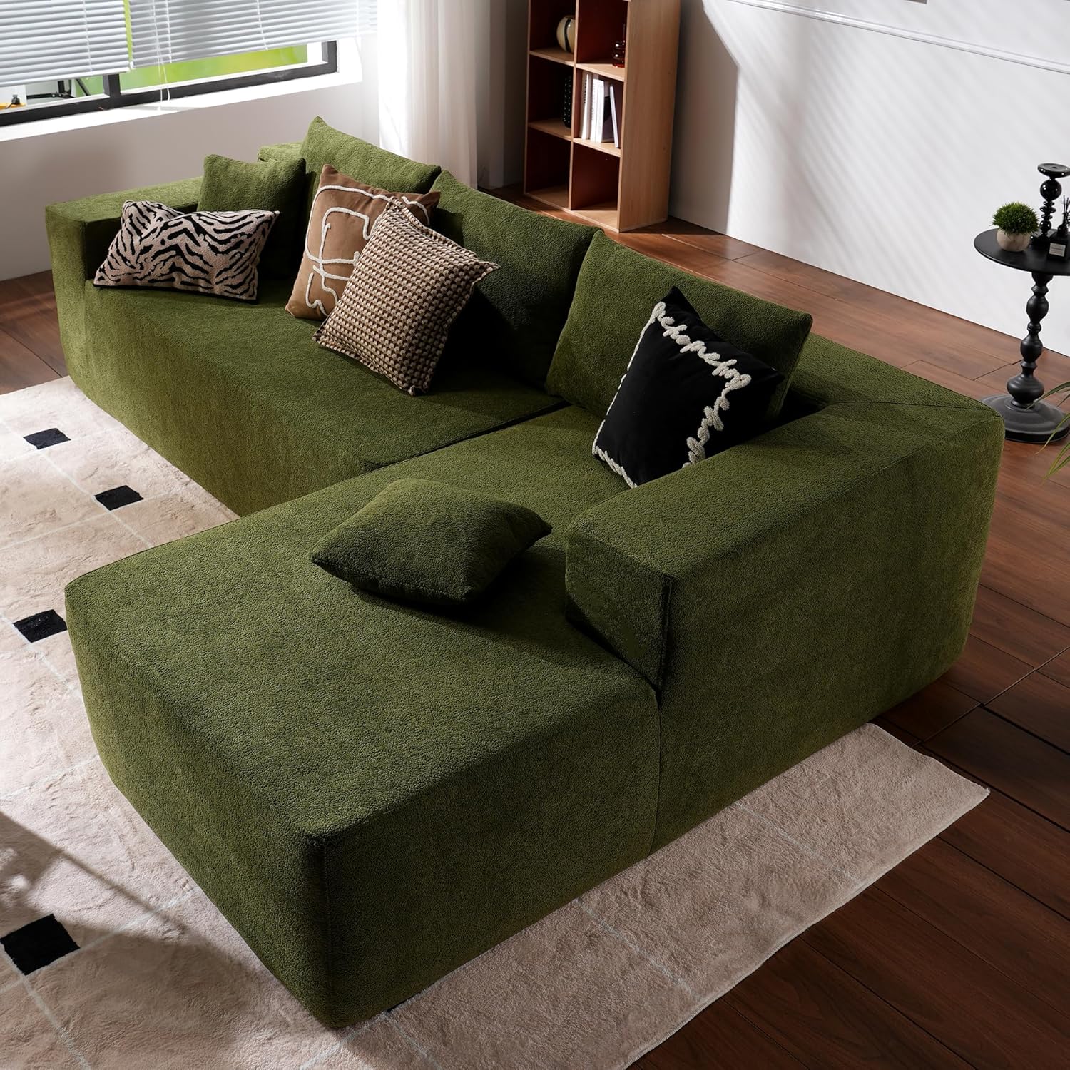 ovios 104 Cloud Sectional Couch with L-Shape Chaise,Modern Modular Sofa with Deep Seat, Upholstered Couches for Living Room Bedroom,No Assembly Required, Grey (Plush Corduroy Fabric)