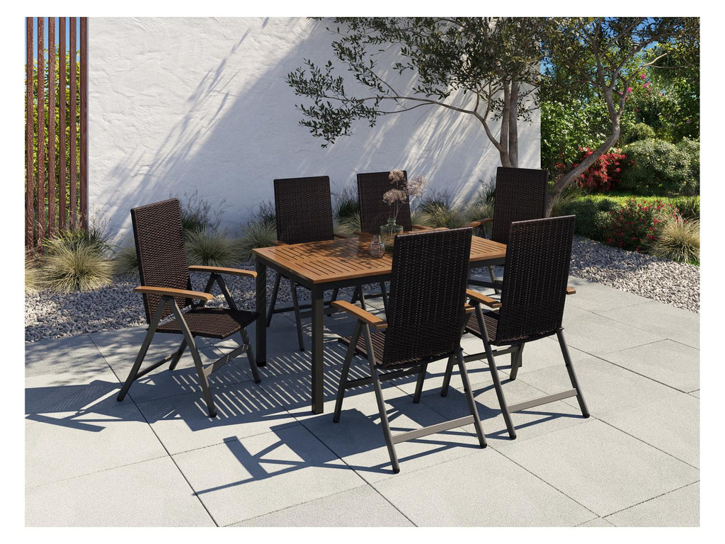 LIVARNO home Ensemble tress  Valencia , 7 pices - table standard et 6 fauteuils pliants