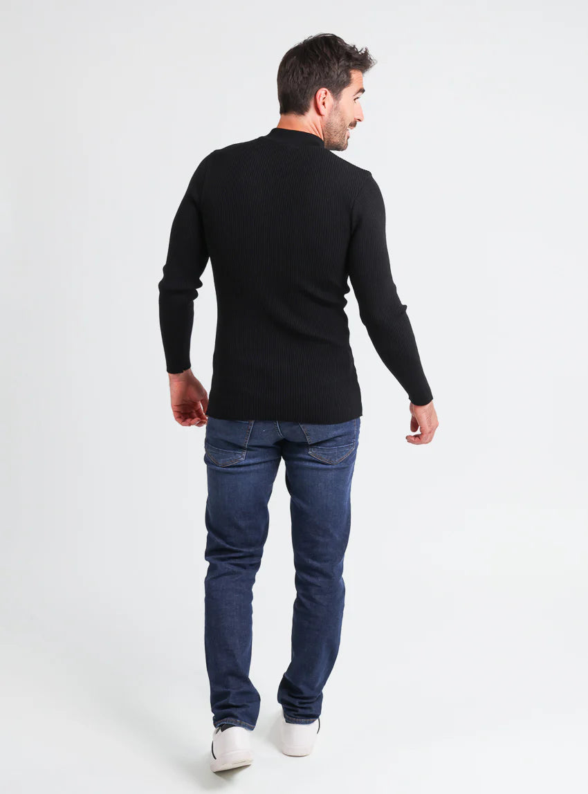 Pull homme 100% laine mérinos Noir