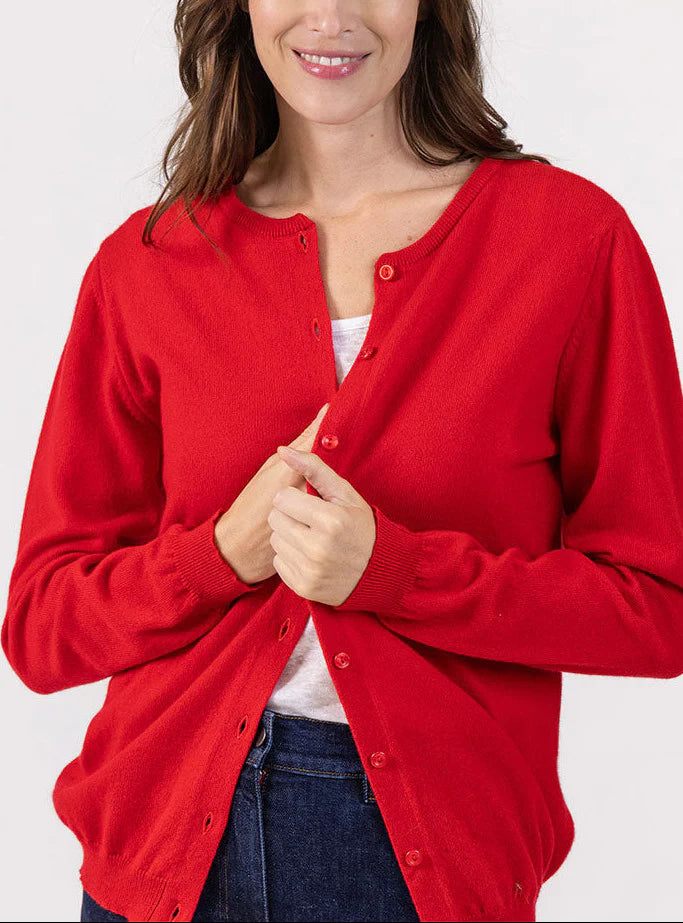 Cardigan femme en cachemire rouge