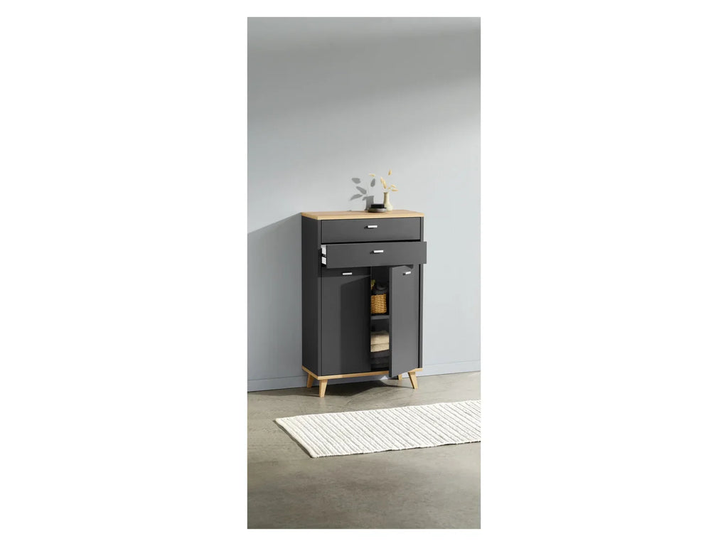 LIVARNO home Meuble de salle de bains Corfu, 60 x 96 x 28 cm, anthracite/imitation chne
