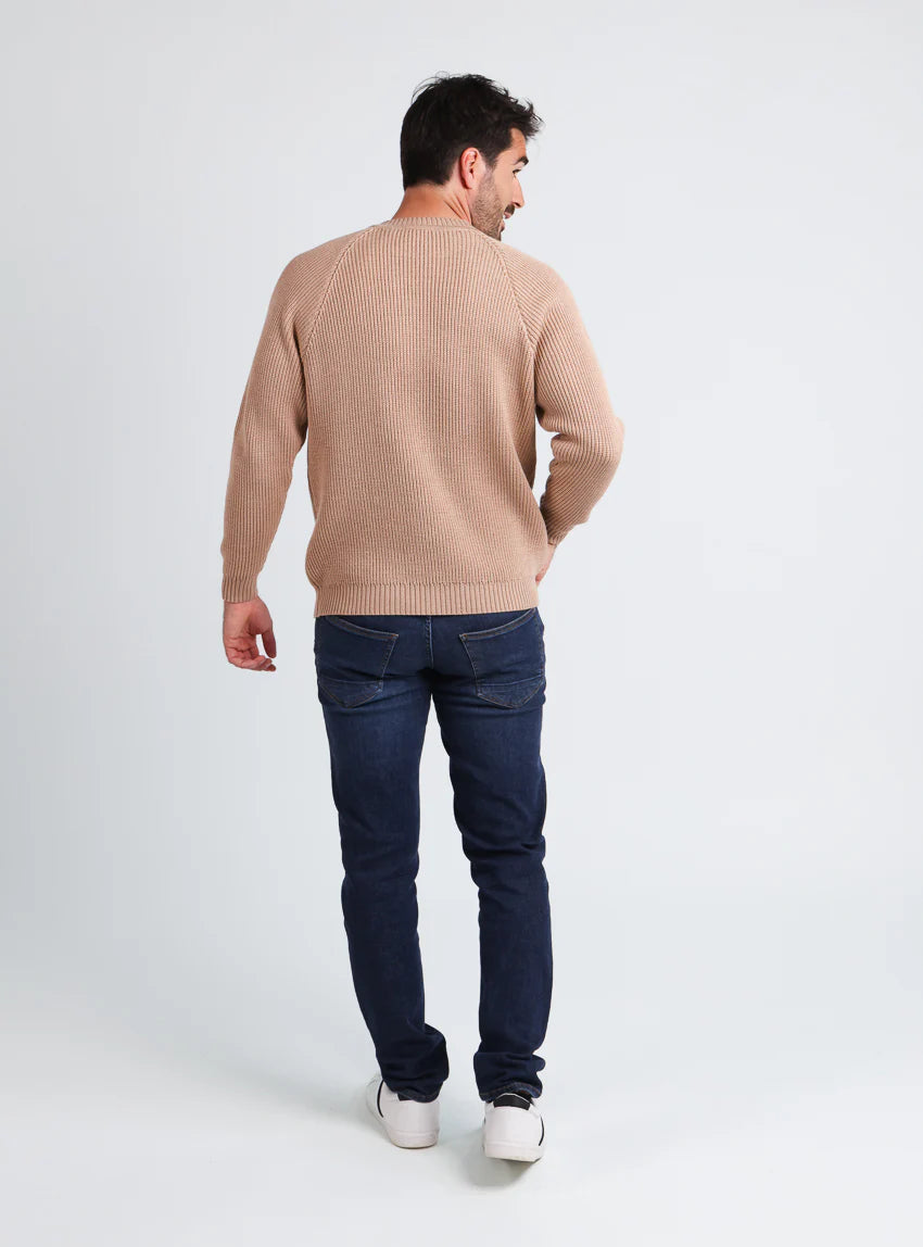 Pull homme en laine maille perlée Beige Chaud