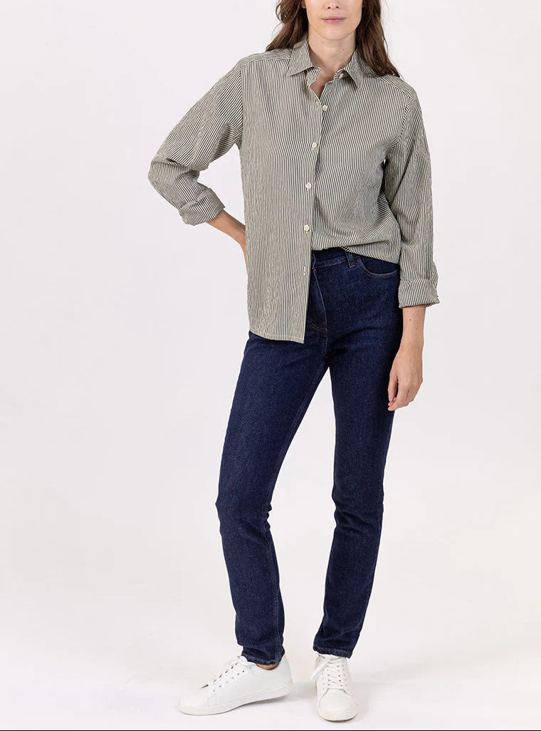 Chemise femme décontractée vert bronze