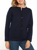 Cardigan femme en laine mérinos bleu marine