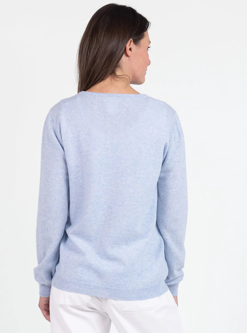 Cardigan femme en cachemire bleu chambray