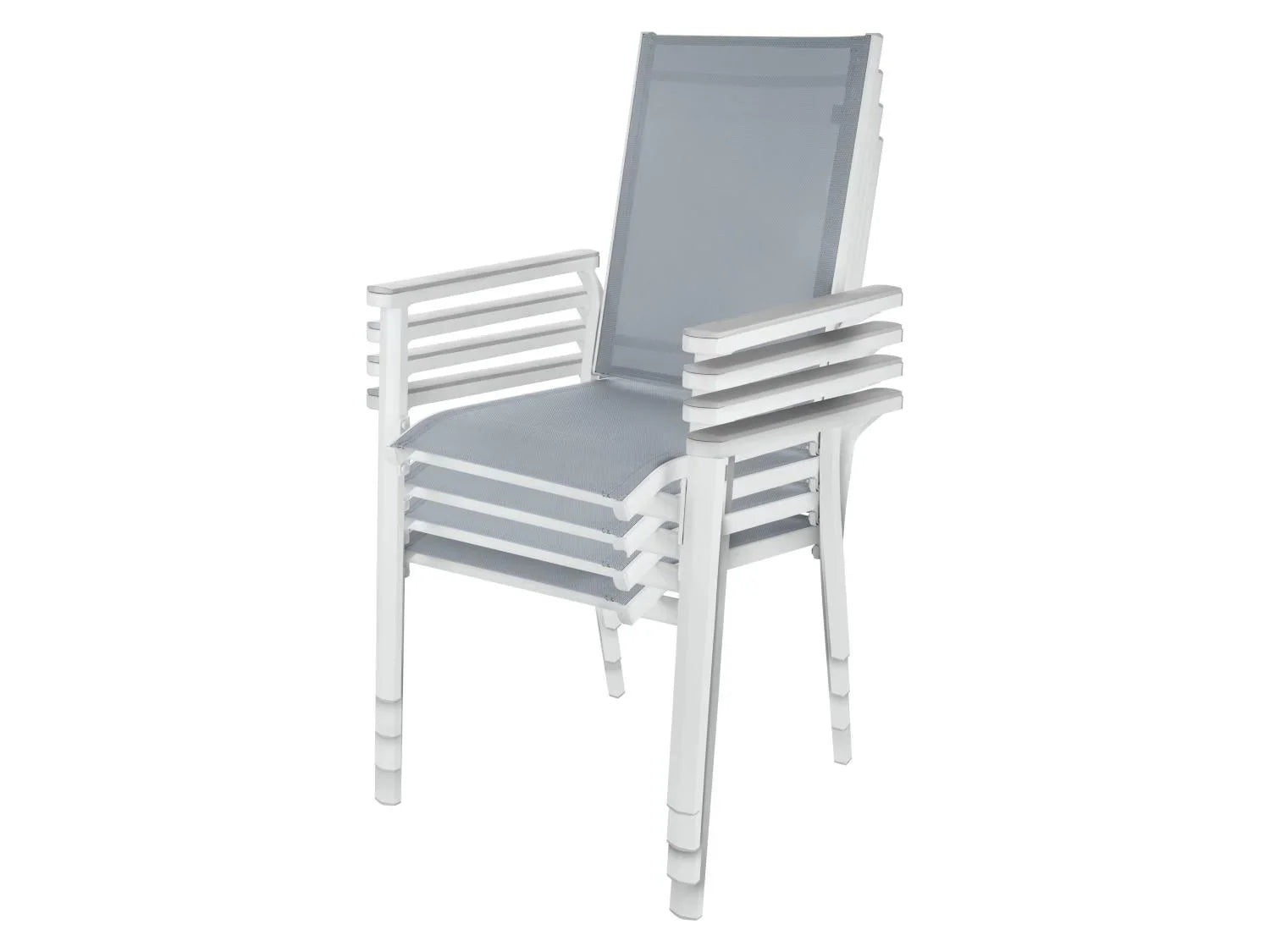 LIVARNO home Chaise empilable en aluminium Houston, blanc/gris clair