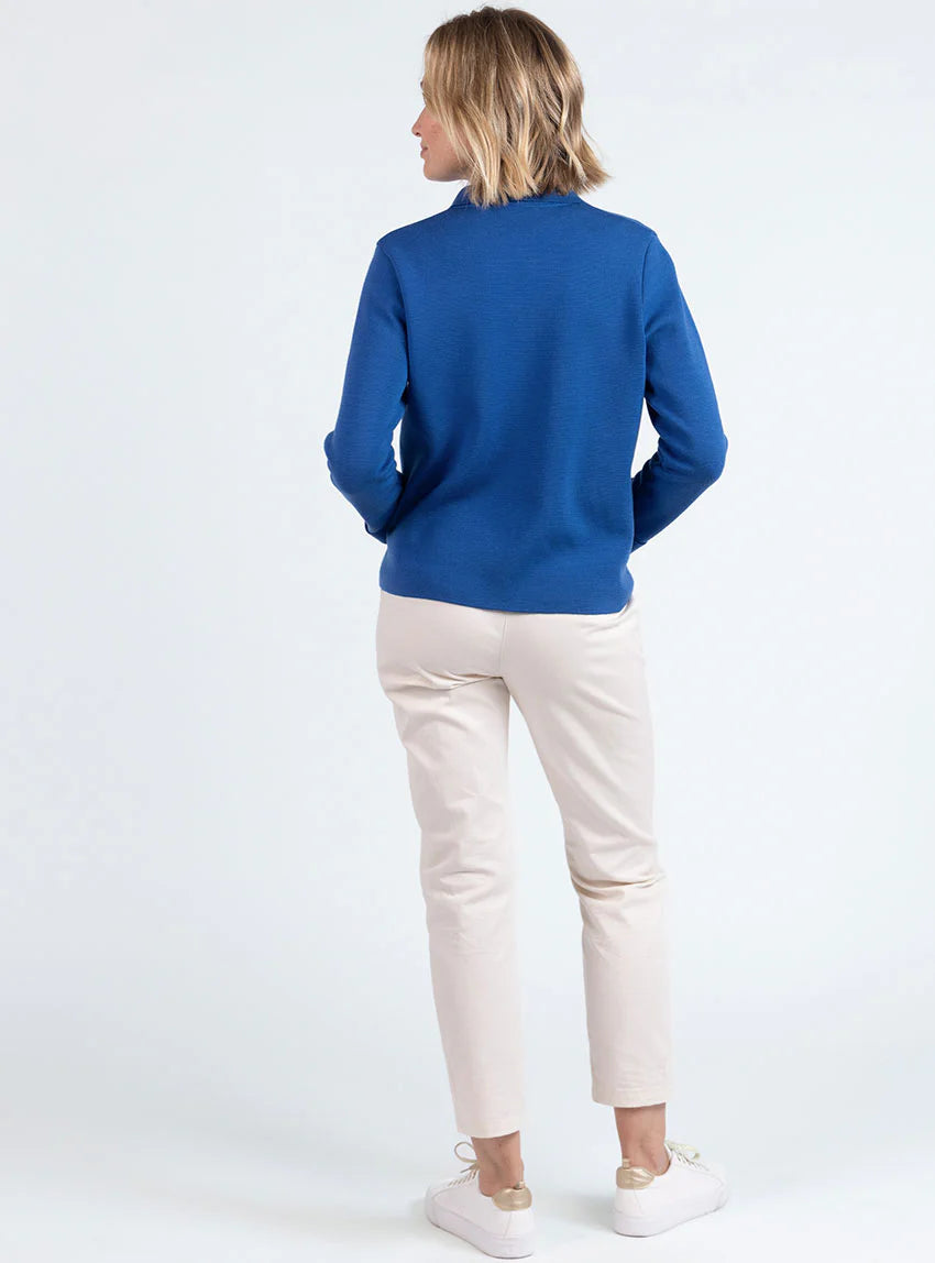 Veste femme en laine bleu océan