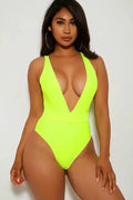 Neon Lime V-Cut One Piece Swimsuit