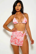 Pink White Two Tone Three Piece Swimsuit